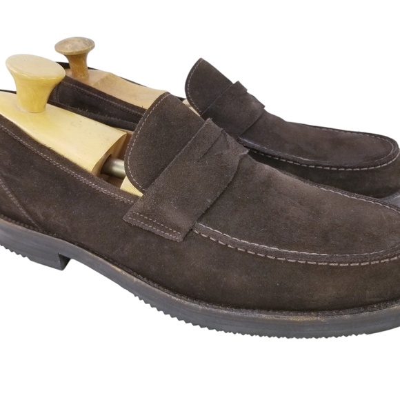 Men's Brown Suede Penny Loafers by TO BOOT NEW YORK ADAM DERRICK - Picture 1 of 8